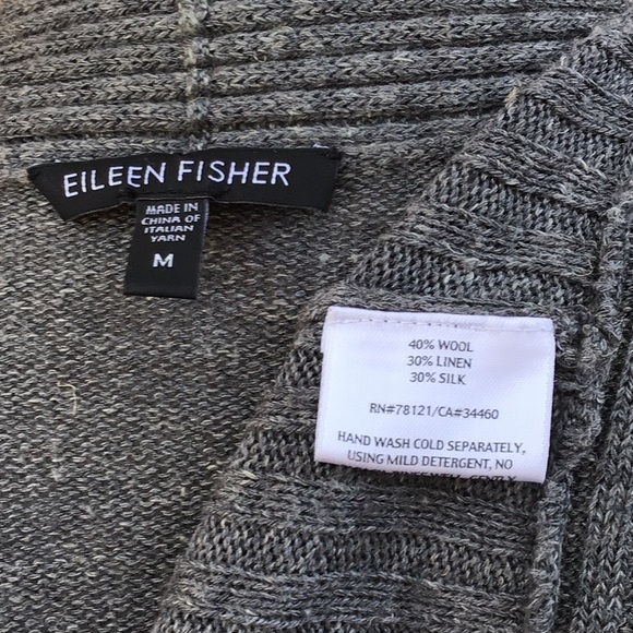 Eileen Fisher Wool/Silk/Linen Open Ribbed Cardigan - Picture 8 of 8